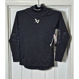 Bauer S22 Hockey Long Sleeve YOUTH Medium Shirt Integrated Neck Guard Protect